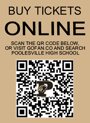 buy tickets online. scan the Q R code or visit go fan dot com and search for poolesville high school